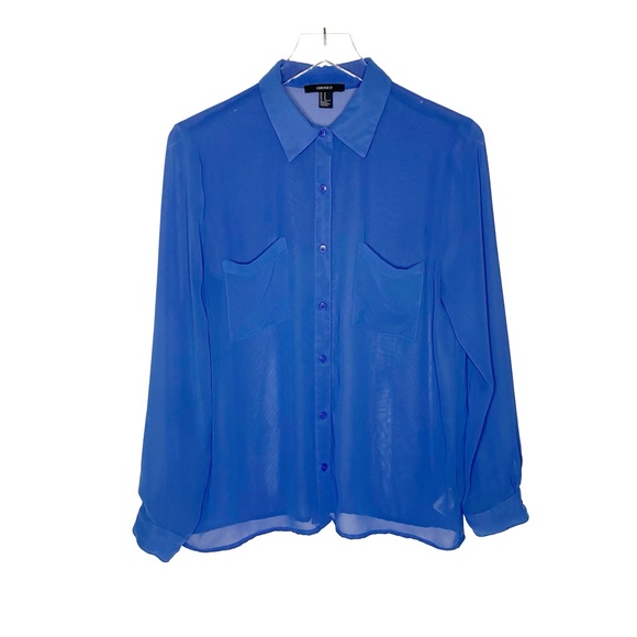 sheer blue blouse